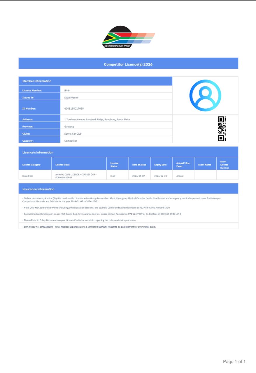 MSA Licence