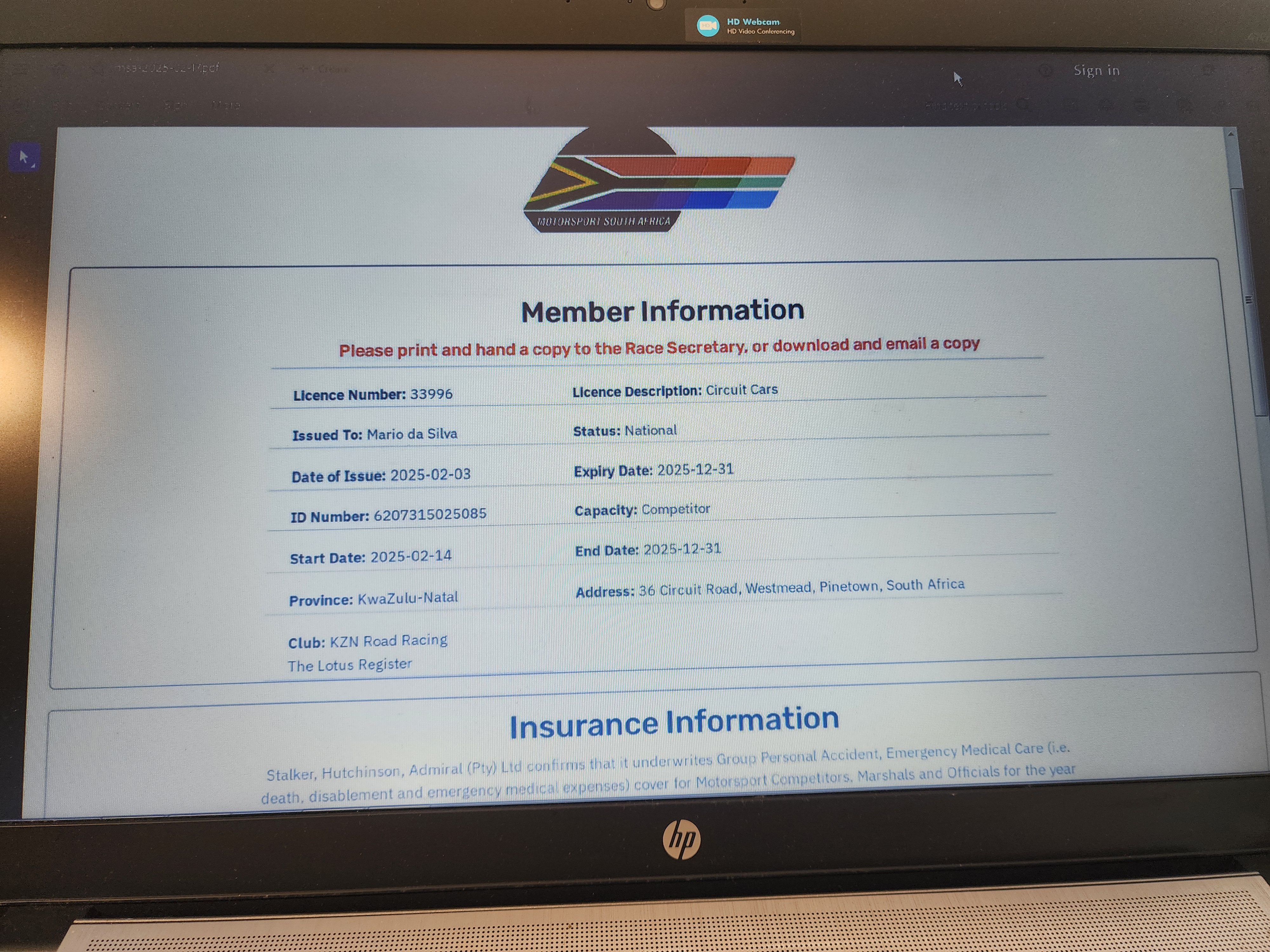 MSA Licence