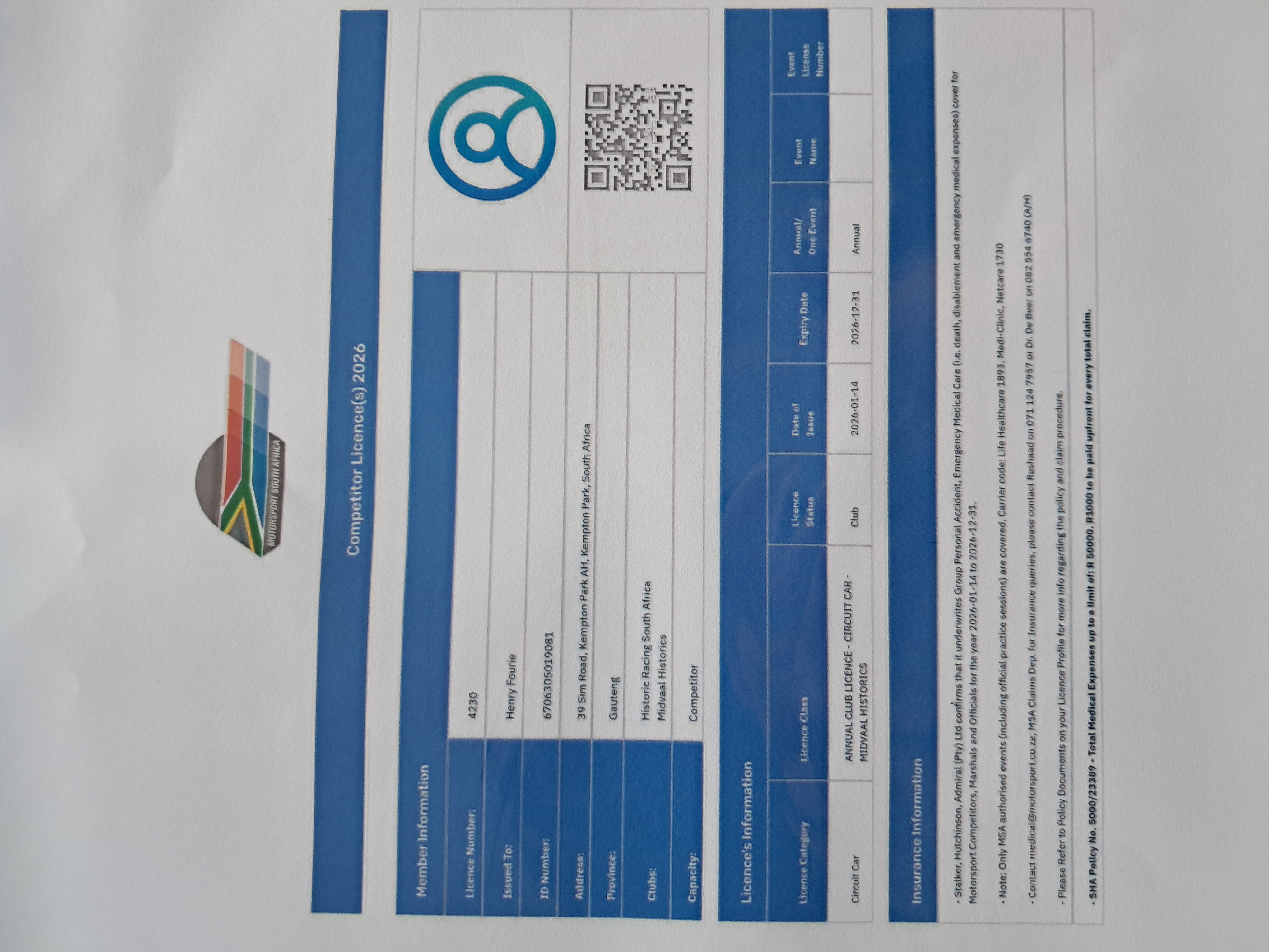 MSA Licence